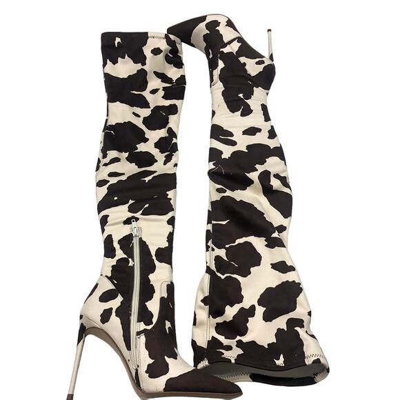 Steve Madden Shoes - Steve Madden Womens Vava Cow Print Thigh-high Boots Brown/Tan Size 6 New